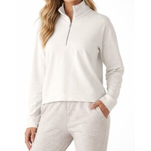 Athleta Womens M Magnolia White Seasoft Quarter Zip Sweatshirt